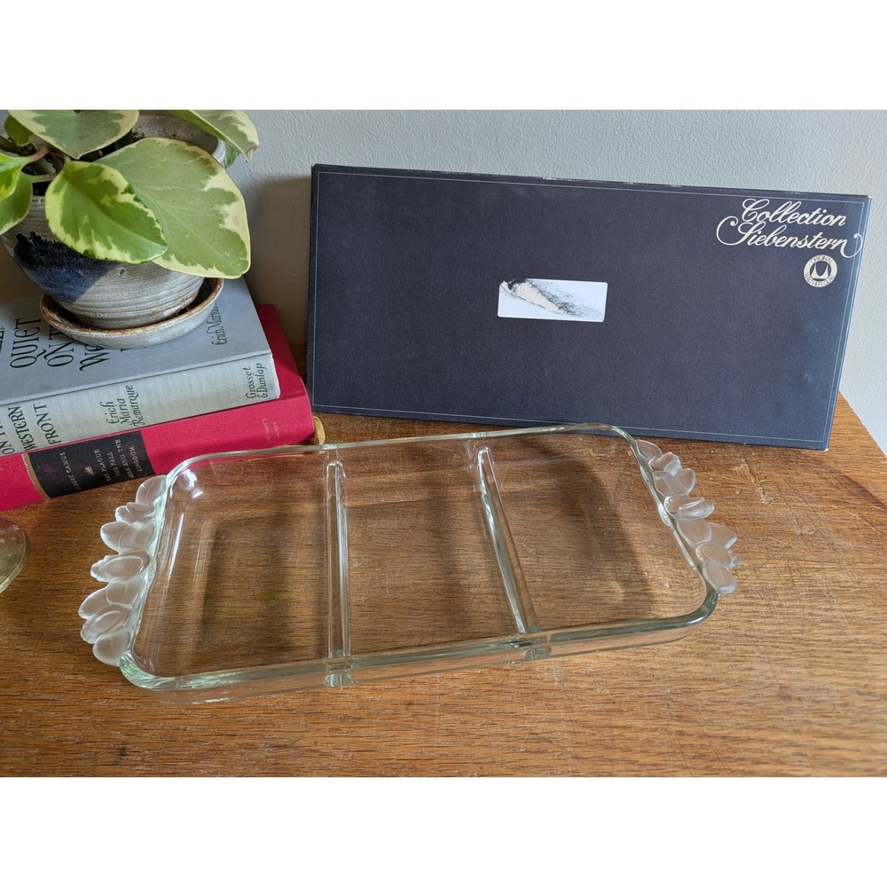 Walther Glas Collection Siebenstern Divided Serving Tray Frosted Tulip Handles